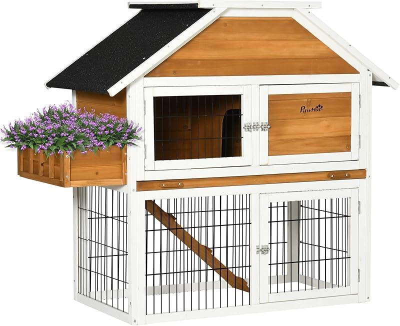PawHut 4ft Wooden Guinea Pig Hutch