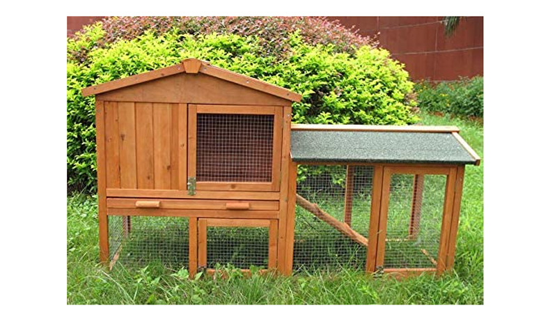 Double Decker Rabbit Hutch With Run- Two-Storey Sheltered Rabbit Runs